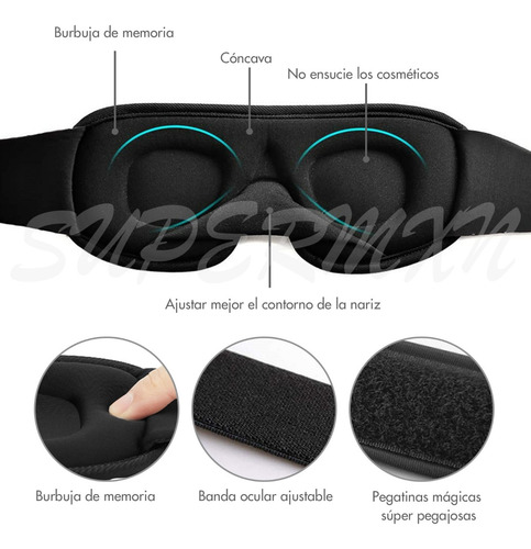 Antifaz 3d Para Dormir Adjustable Respirable 5 Tapones Oidos
