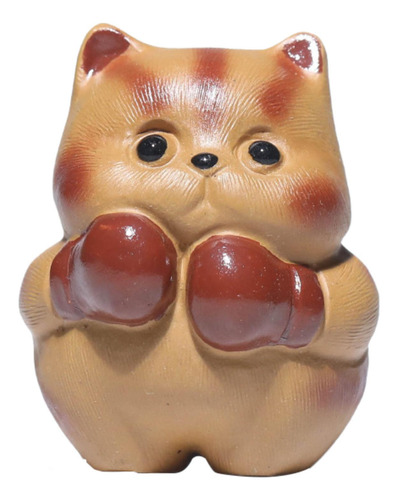 Té De Té De Arcilla Púrpura Gatito Esculturas Bandejas De