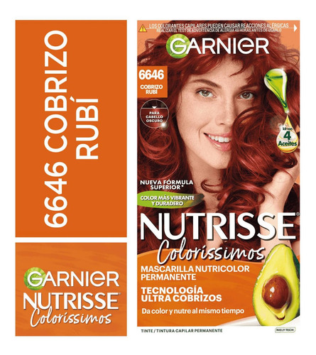 Kit Tintura Garnier  Nutrisse Coloríssimos 6646 Cobrizo Rubí