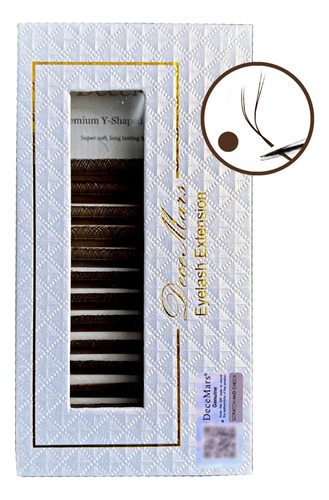 Cílios Y Marrom Fox Eye Decemars Volume Brasileiro Delineado Comprimento 1.3 Cm Espessura 0.07 Mm Tipo De Curvatura L