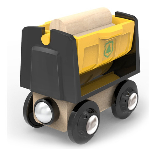 Imagen 2 de 5 de Trencity Vagón De Carga Amarillo Con Leños - Juguete Madera