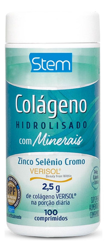 Colágeno Com Minerais Zinco, Selênio E Cromo 1000mg Stem 100 Sem Sabor
