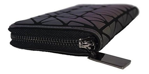 Iridiscente Geometrico Largo Entramado Carteras Luminoso Muj