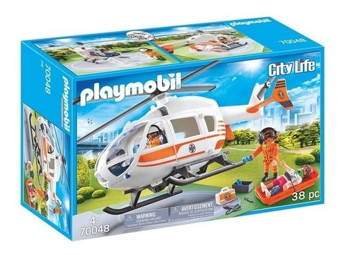 Playmobil Helicóptero De Rescate + 3 Figuras Y 35 Accesorios
