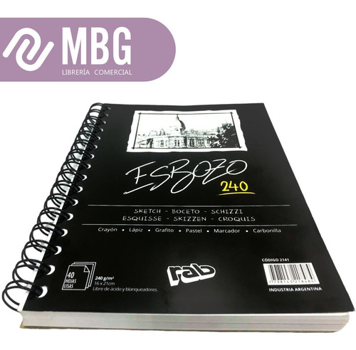 Imagen 3 de 6 de Block Dibujo Rab Esbozo A5 240 Grs 40 Hojas Lisas