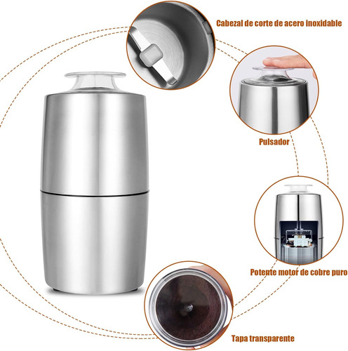 Molinillo Café Eléctrico Acero Inoxidable Amoladora Portátil
