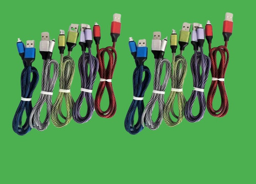 10 Pack Cable Usb A Micro-usb Puntas De Metal Forro Tela V8