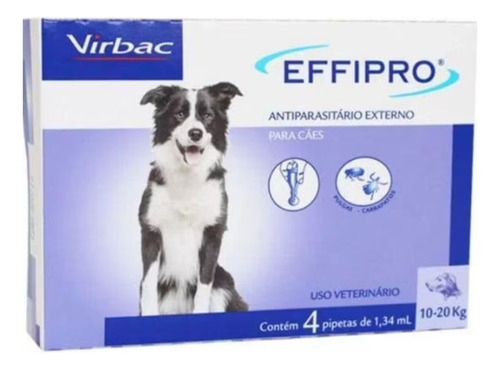 Antipulgas E Carrapatos Effipro Virbac 10 A 20kg - 4 Pipetas