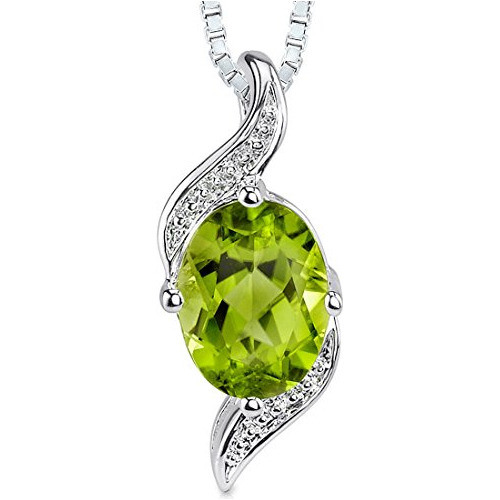 Peridot Colgante, Collar De Plata Esterlina Forma Oval 1,25 