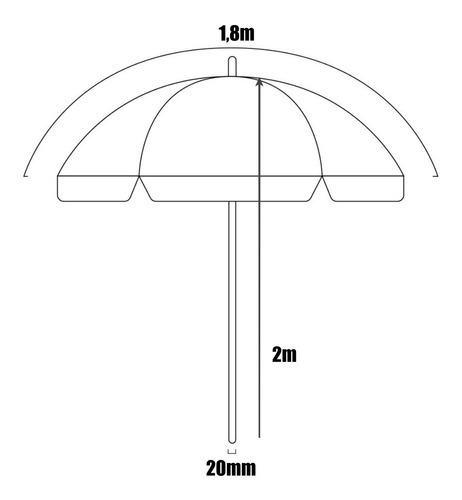 Guarda Sol Resistente Qualidade Bagum 1,8m Praia Pesca Lazer Cor Branco