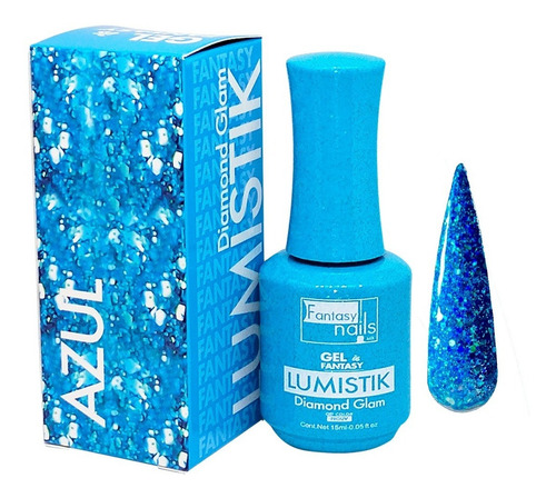 Gel Lumistik Diamond Glam 15ml , Color A , Fantasy Color Lumistik Azul