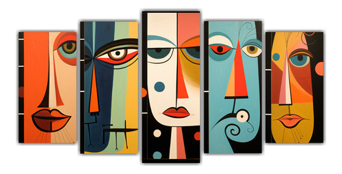 100x50cm Conjunto 5 Cuadros Vision Abstracta Famosos Picasso