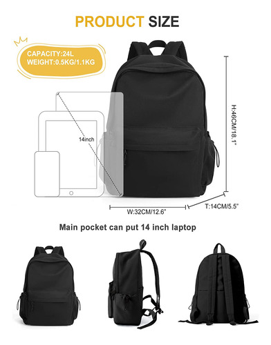 Mochila Escolar Mochila Impermeable Negra