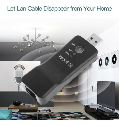 Adaptador Lazhu Wi-fi Para Tv Sem Fio Pix-link 300m Wps