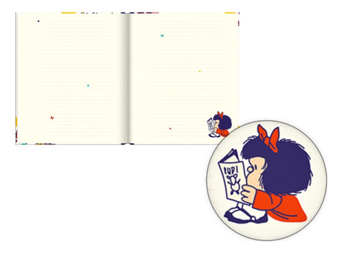 Libreta Lujo Cuaderno Mafalda Super Azul + Lapices Gel(5)