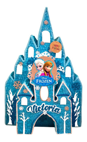 Piñata Personalizada De Castillo Frozen Elsa & Ana 90 Cm