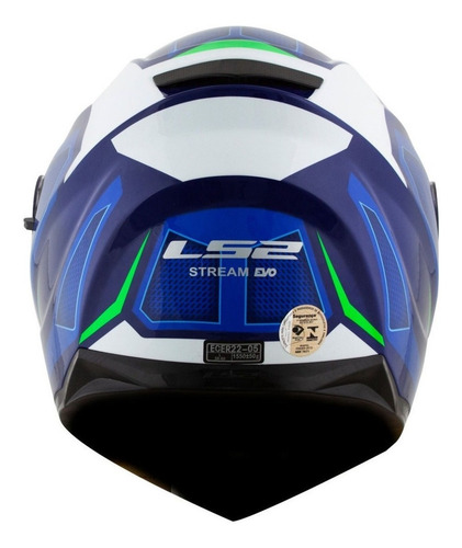 Imagen 4 de 4 de Casco para moto integral LS2 Stream Evo FF320 blue y white edge talle XL