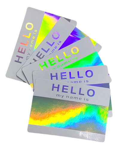 Sticker Etiqueta Hello My Name Is Holográfico / 1 Rolo