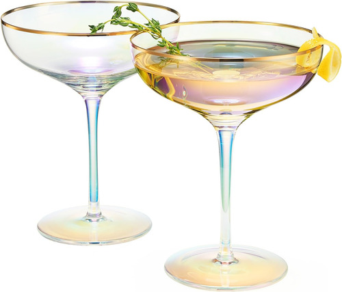The Wine Savant Copa Cupé Con Borde Dorado E Iridiscente De