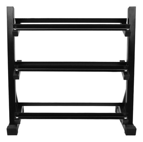 Rack Mancuernas Pesas 3 Niveles Gym Barras Soporte 450kg Color Negro