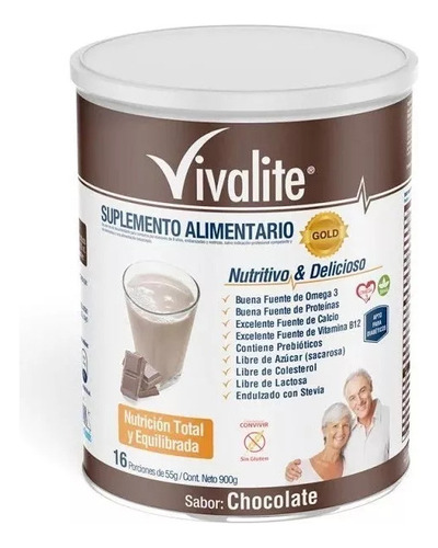 Vivalite Gold 900g Formula Completa Y Balanceada Sabor Chocolate