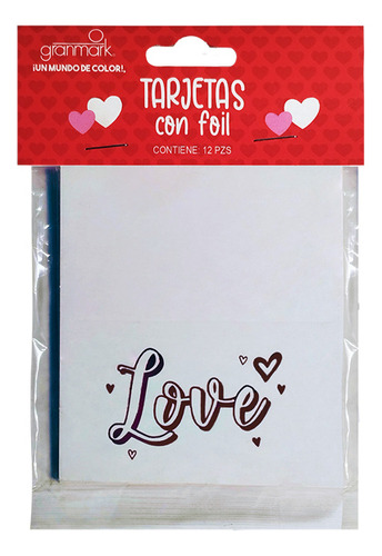 Tarjeta Granmark Foil Amor 2 Paquetes Con 12 Piezas Color Blanco