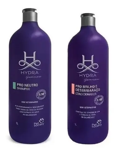 Kit Hydra Groomers Shampoo Neutro e Condicionador 1L Cães e Gatos