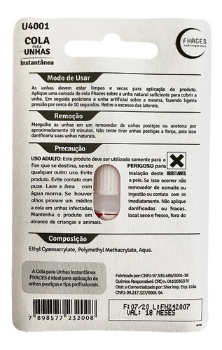 Unhas Fhaces Natural - Kit C/ 02 Unhas E 01 Cola
