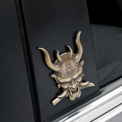 Pack-2 Fangs Samurai Devil Metal Etiqueta Adhesiva