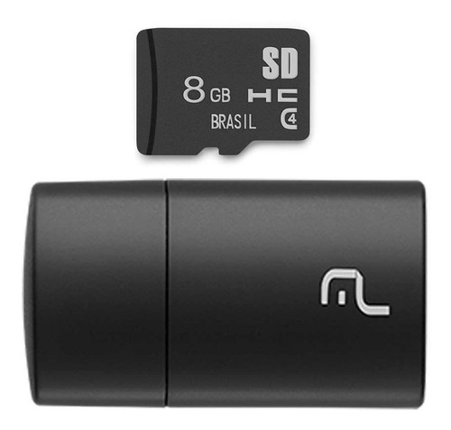 Imagem 2 de 4 de Cartão De Memória 8gb 2 Em 1 Adaptador Usb Mc161 Multilaser