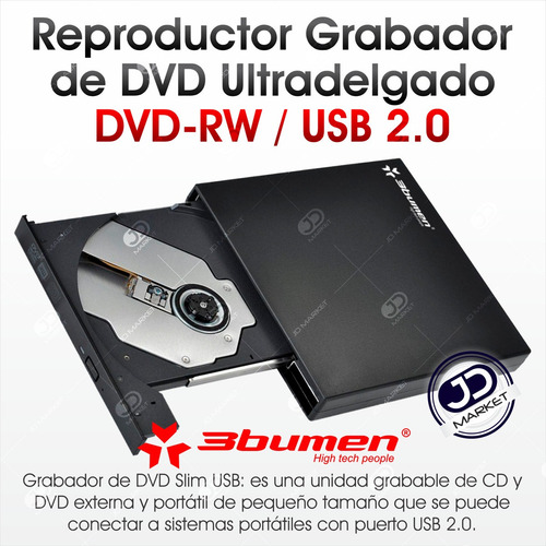 Imagen 2 de 8 de Unidad Quemadora Externa Slim, Cd, Dvd-rw Portable Usb 2.0
