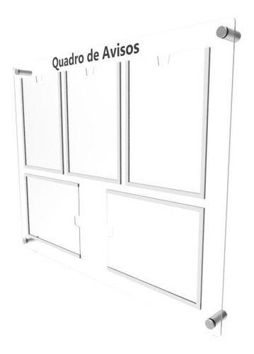 Quadro De Aviso Em Acrílico C/ 5 Displays Acrilico 3v2h A4