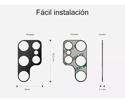 Mica Protectora De Lente Premium Para Cámara S22 Ultra