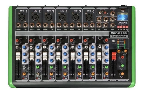 Consola Mixer Pro Bass 8ch Phantom Pm-1224 Bt - La Cobacha