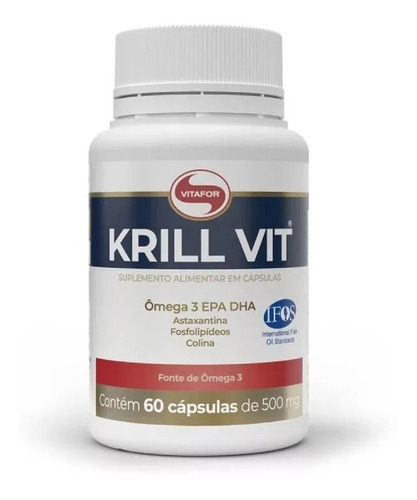 Krill Vit 500mg Premium Óleo De Krill 60 Capsulas - Vitafor Sabor Without flavor