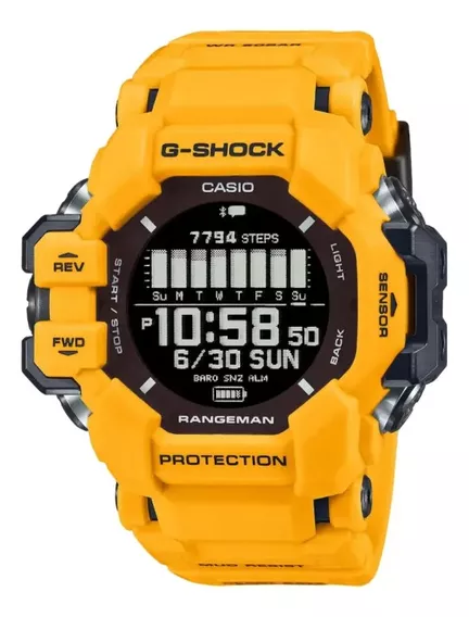 Reloj Casio G-shock Rangeman Touch Solar Gpr-h1000-9 Correa Amarillo Bisel Amarillo Fondo Negro