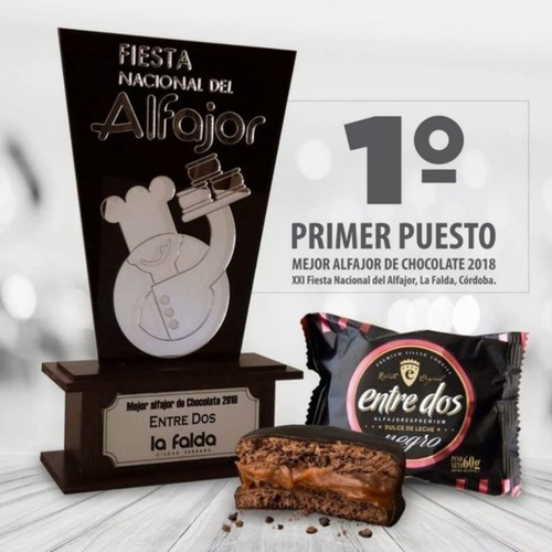 Imagen 3 de 9 de Alfajor Premium Entre Dos - Caja X12 Ud Choco Ddl Al Cognac