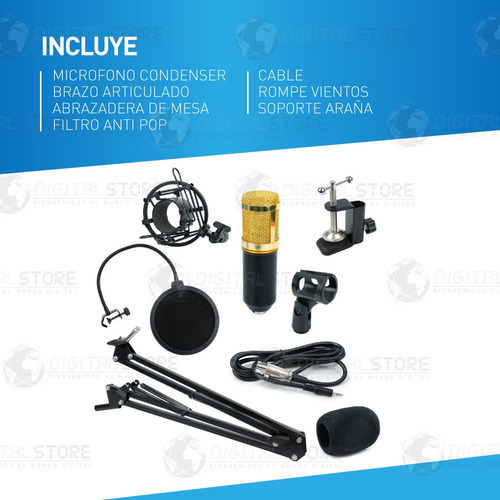 Kit Microfono Condenser Profesional Con Brazo Filtro Araña