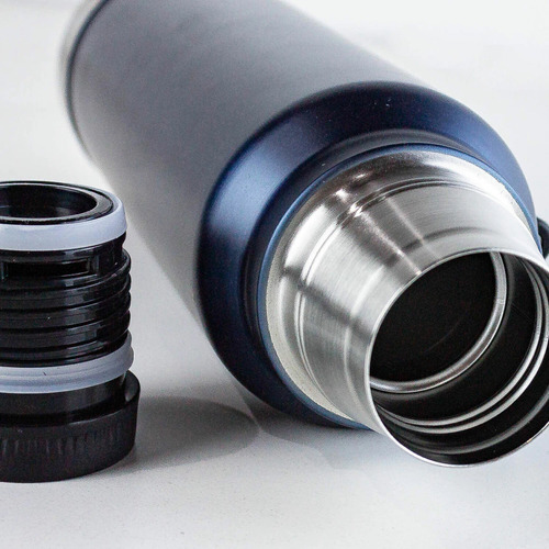 Termo Acero Inoxidable 1.3 Litros Set + Mate Pico Cebador Azul