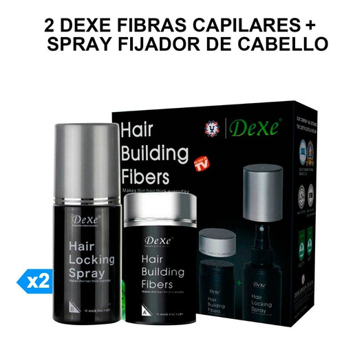 2 Dexe Fibras Capilares + Spray Fijador De Cabello