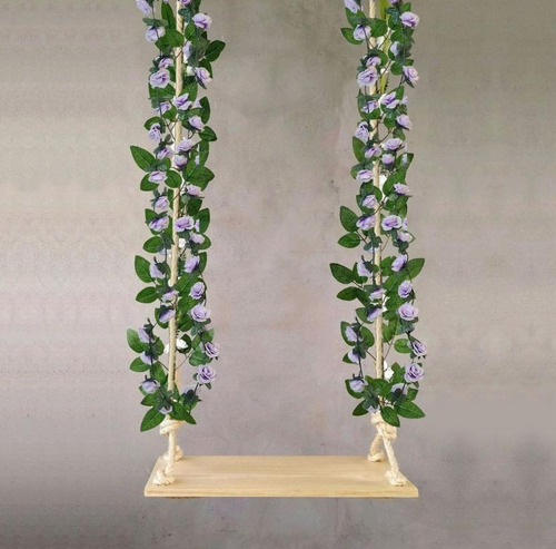 Kit 4 Correntes De Rosas Com Folhagem Artificial Decorativa