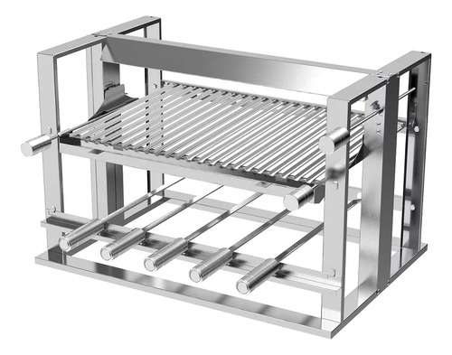 Kit Churrasqueira Braseiro E Coifa Gourmet Cor Inox