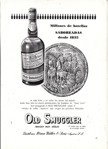 1957 Publicidad Vintage De Whisky Old Smuggler Hiram Walker