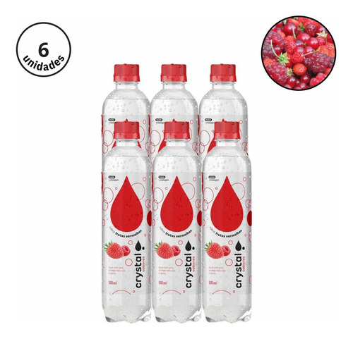 Água Com Gás Saborizada Crystal Sabores Variados 510ml - 6un