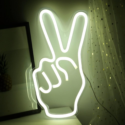 ~? Dudiu Peace Hand Neon Sign Victory Gesture Neon Signs For