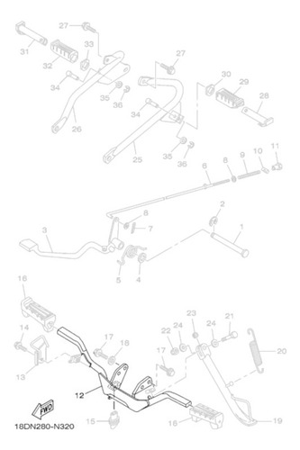 Estribo Dianteiro Yamaha Ybr 125 E Ed K Preto (original)