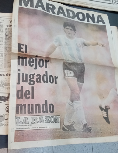 Diario La Razón Argentina Campeón Mundial 86 30/6 Póster