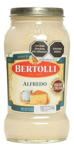 Salsa Alfredo Bertolli Con Queso Parmesano Añejado 425 G