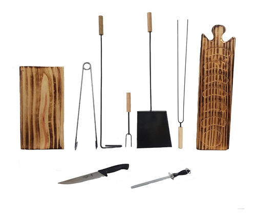 Set Parrillero Kit Asador Set Asado Juego Asado X9 Completo 