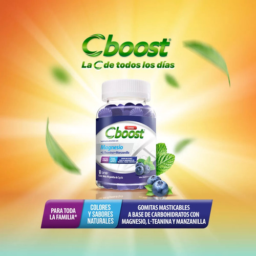 Gomitas Magnesio + L-teanina + Manzanilla 90 Piezas Sabor Blueberry Cboost